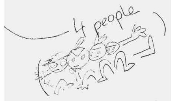 A hand-drawn group of people