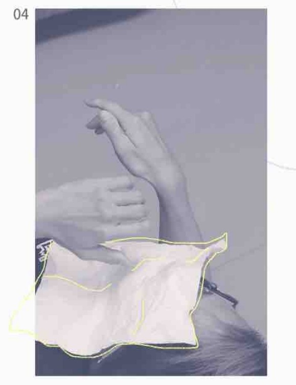 A performer holding tissue paper