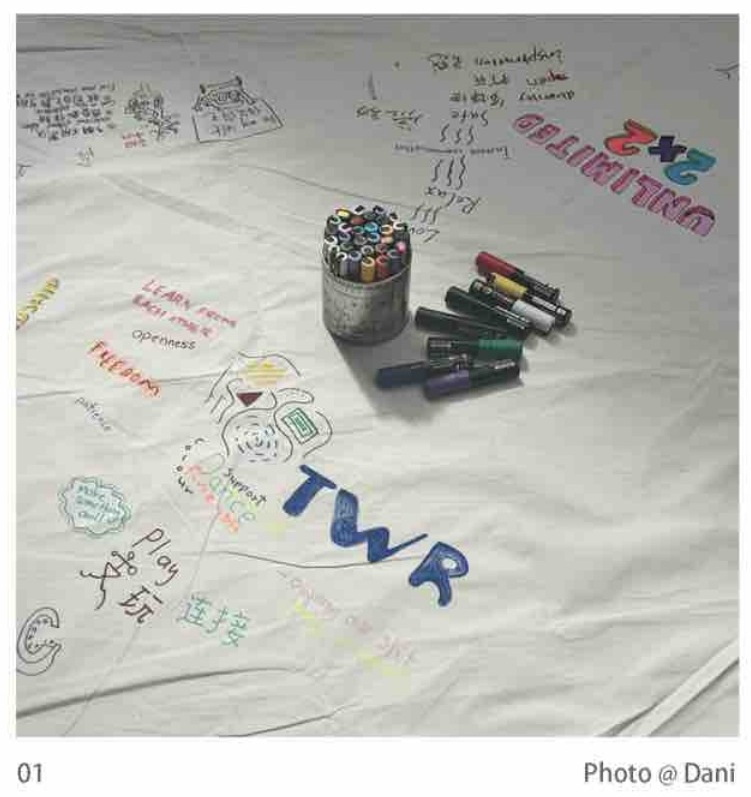 A person working on the collective canvas