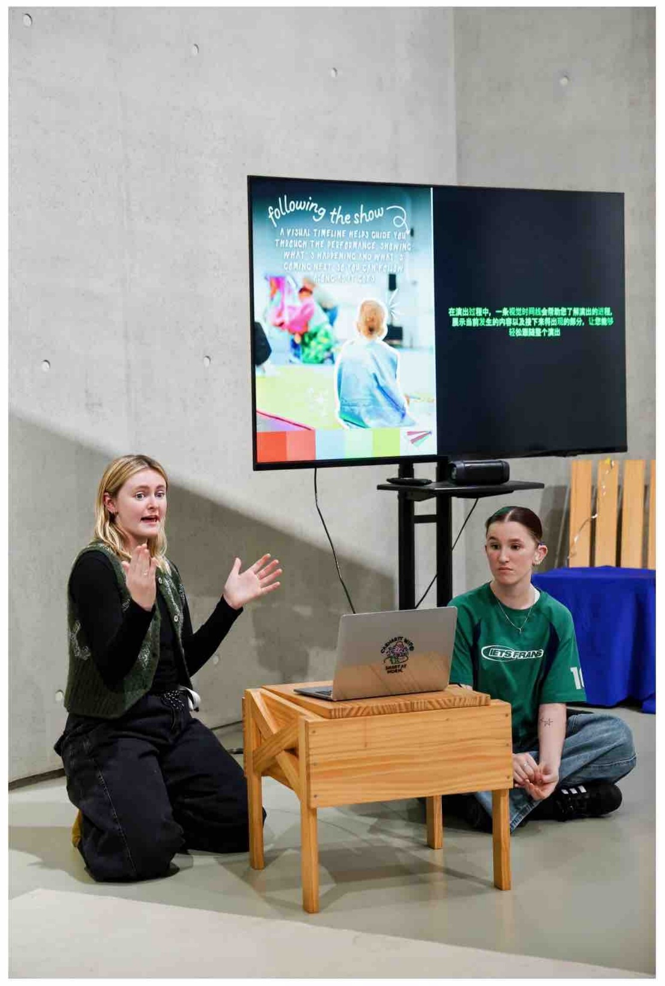 Clare and Lesley presenting at an Open Studio